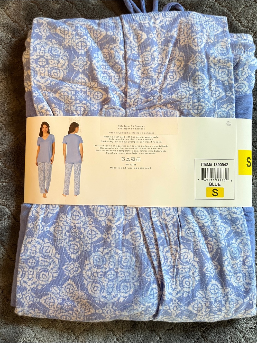 midnight by Carole Hochman Lavender Short Sleeve Pajama Set size S - Picture 3 of 5